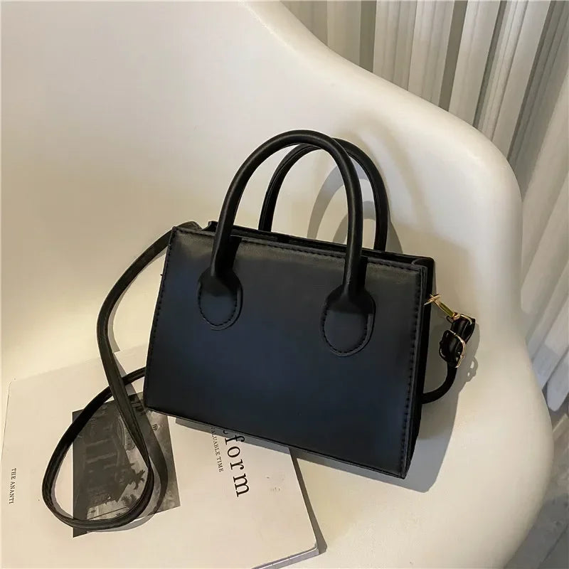 Minimalist Black Small Square Bag All-Match Top Handle Purse Classic Shoulder Bag for Work Women Handbags Crossbody Bags Purse