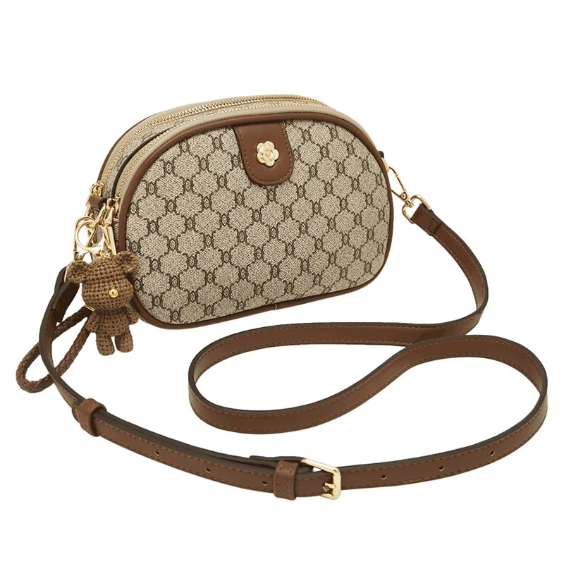 FOXER Women Small Shoulder Bag Fashion Monogram PVC Lady Crossbody Handbag with Adjustable Strap