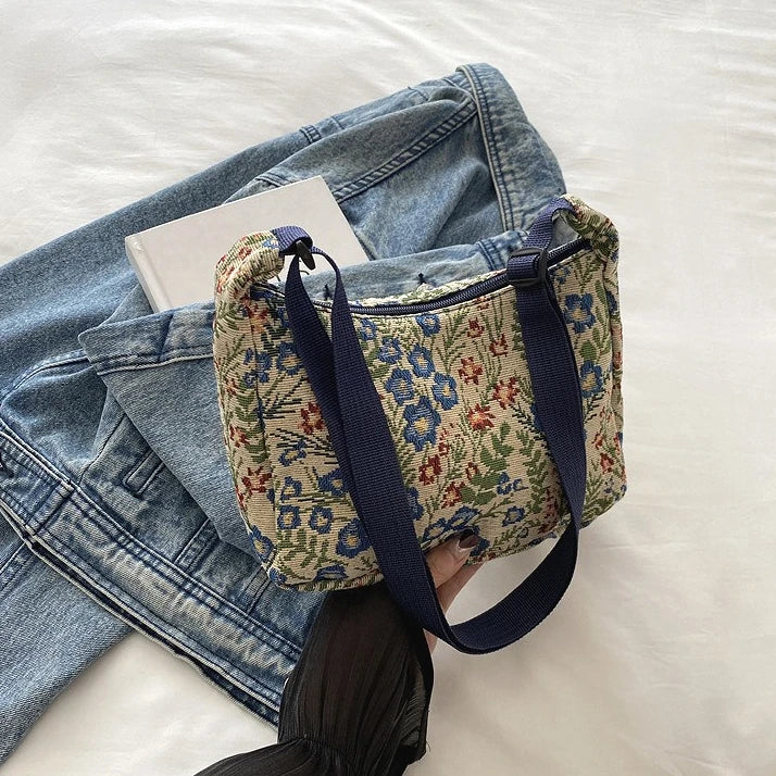 Vintage Literary Prints New Women's Bags Versatile Large Capacity Casual Simple Elegant Shoulder Crossbody Bag for Woman