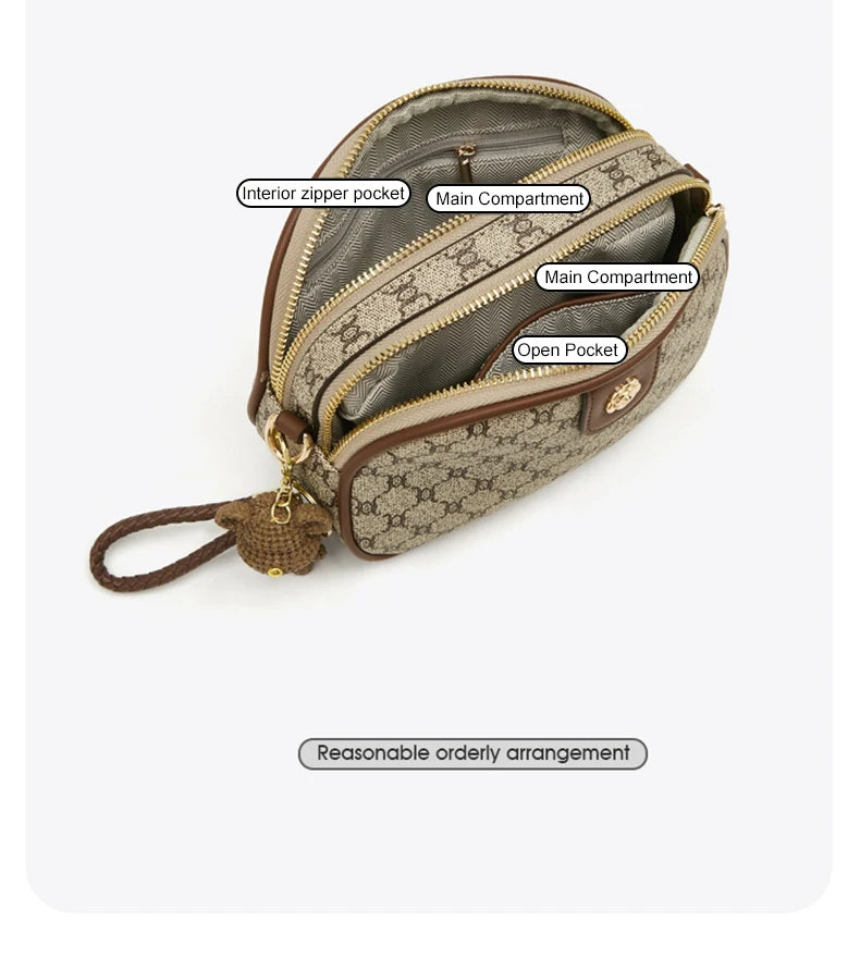 FOXER Women Small Shoulder Bag Fashion Monogram PVC Lady Crossbody Handbag with Adjustable Strap