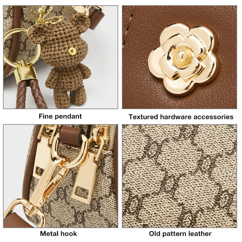 FOXER Women Small Shoulder Bag Fashion Monogram PVC Lady Crossbody Handbag with Adjustable Strap