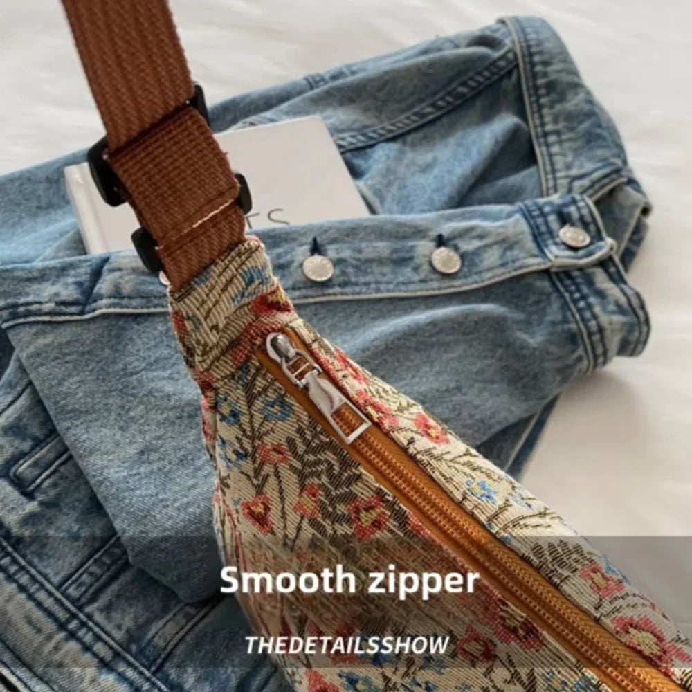 Vintage Literary Prints New Women's Bags Versatile Large Capacity Casual Simple Elegant Shoulder Crossbody Bag for Woman